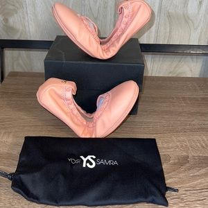 Yosi Samra Women's Samara Studded Flats, Peach Nectar. Size 5M